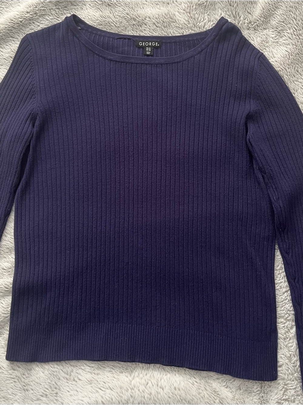 George Men's Ribbed Crewneck Sweater - navy blue
